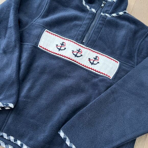 Emily Lacey Smocked Nautical Fleece Sweatshirt Sz 8-10 - Picture 2 of 4